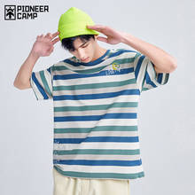 Пионерский лагерь полосатая дизайнерская футболка мужская 100% хлопок хип-хоп Уличная одежда мужские летние топы ATS116511 2024 - купить недорого