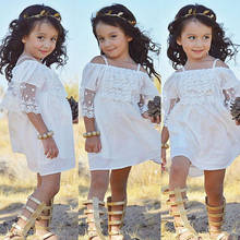 Vestidos de princesa de encaje para niñas de 3 a 7 años, Mini vestido Formal de tul para fiesta de bebé, vestido blanco para el sol 2024 - compra barato