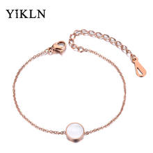 Yikln pulseiras de concha branca/preta, de aço inoxidável, pulseira para mulheres, meninas, corrente de tendência, boêmia, praia, joia yb19022 2024 - compre barato