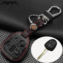 jingyuqin 3 Buttons Remote Leather Car key Case For Mitsubishi OUTLANDER PAJERO Lancer EX / Mitsubishi ASX Keychain Fob Cover 2024 - buy cheap