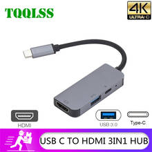 TQQLSS-concentrador de red USB con HDMI, adaptador 5 en 1, concentrador de puertos USB C a USB 3,0, accesorios para MacBook Pro, USB-C tipo C 3,1, divisor USB C 2024 - compra barato