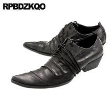 Sapato masculino de salto alto, calçado ponta fina personalizado em couro legítimo, tamanhos grandes 46, 2021 2024 - compre barato