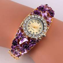 Women Watch Alloy Crystal Bracelet Flower Wrist Watch Women Clock Quartz Watches With Rhinestone Quartz Bracelet Watch 2024 - buy cheap