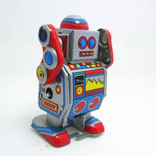 [Смешные] Классическая Коллекция Ретро заводные металлические ходячие оловянные ленты DJ measure robot Remember Mechanical toy kids gift 2024 - купить недорого