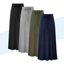 Zoki saia plus size feminina de malha, saia longa com elástico na cintura alta, estilo vintage e slim, linha a 2024 - compre barato