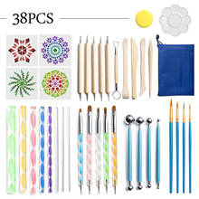 38 peças-conjunto de ferramentas esculpidas para pintura, desenho e pintura de mandala, estêncil 2024 - compre barato