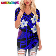 Camiseta florida feminina, camisa solta com decote em v, estampa havaiana, rústica e polinésia, tamanhos grandes, 4xl 2024 - compre barato