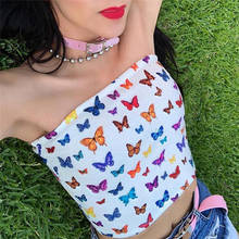 Summer Women Girl Butterfly Print Wrapped Chest Boob Tube Transgender Undershirt Strapless Short Tube Tops Crop Top 2024 - buy cheap