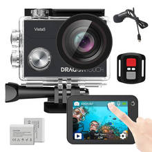 Dragon Touch Vista 5 Экшн-камера 4K 30fps Встроенный микрофон подводный водонепроницаемый wifi Спортивная камера сенсорный экран 2 шт. батареи 2024 - купить недорого