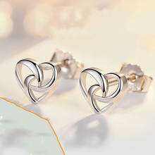 Милые женские маленькие серьги-гвоздики в форме сердца, винтажные серебряные ювелирные изделия, двусторонние свадебные серьги для женщин 2024 - купить недорого