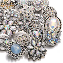 10 unids/lote mezcla 18mm de cristal de la joyería de Metal de 18mm botones de diamantes de imitación relojes Snap pulseras para las mujeres 2024 - compra barato