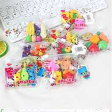 Conjunto de borracha kawaii, 1 pacote, comida, frutas, animais, material criativo, estudante, presentes especiais para crianças, lembrança de festa 2024 - compre barato