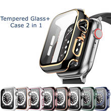 Стекло + крышка для Apple Watch чехол 6/SE/5/4/3/2 iWatch защитное стекло на бампер для Apple watch 44 мм 40 мм 42 мм 38 мм 2024 - купить недорого
