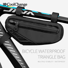 Coolchange bolsa triangular de ciclismo, acessório para ciclismo impermeável, bolsa frontal reflexiva para bicicleta de estrada e mtb 2024 - compre barato
