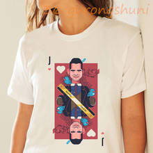 Camiseta feminina com estampa gráfica e coração, camiseta harajuku vintage e engraçada com estampa de pôquer 2024 - compre barato
