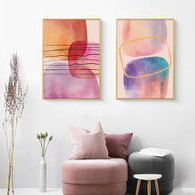 Watercolor Nordic Geometric Abstract Lines Art Posters And Prints Canvas Painting For Living Room Bedroom Wall Modern Home Decor 2024 - buy cheap