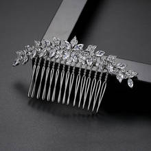 SLBRIDAL Luxury Trendy Prong Setting Cubic Zirconia Bridal Hair Comb Wedding Headpieces Women Girls Jewelry Hair Accessories 2024 - buy cheap