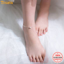 Trustdavis-tobilleras de circonia cúbica para mujer, de Plata de Ley 925 auténtica, huecas y redondas, joyería de regalo DA366, 925 2024 - compra barato