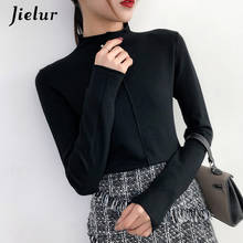 Jielur-Jersey de punto básico de manga larga para mujer, jersey de cuello alto coreano, Tops finos, ajustado, invierno y otoño 2024 - compra barato