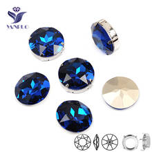 YANUO 1201 Rivoli-gemas de costura Capri azul, vestidos de novia con diamantes de imitación, cristales, para joyería artesanal, 27mm 2024 - compra barato