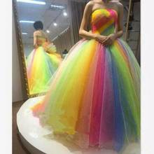vestido de fiesta Elegant Rainbow Party Dress Puffy Strapless Robe de soiree Evening Prom Gowns Colorful 2024 - buy cheap