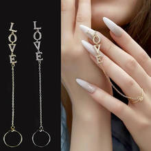 1pcs Luxury Crystal Love Letter Ring Tassel Pendant Chain Nail Art Decoration Nail Rhinestones Nail Art Nail Jewelry Accessories 2024 - buy cheap