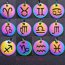 12pcs/lot Stainless Steel Twelve Zodiac Charm DIY Constellation Charms with Rainbow Color Plated for Making Jewelry Accessories 2024 - buy cheap