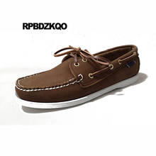 Novo Homens Sapatos De Couro Genuíno Marrom Vintage Verão Camurça Barco Primavera 46 Escorregar Em Nubuck Estilo Britânico Tamanho Mais Retro Dirigindo Moda Popular Venda Quente Elegante 2024 - compre barato