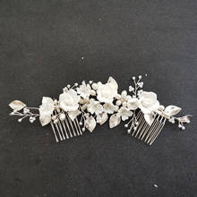 SLBRIDAL-peine para el pelo hecho a mano con perlas de agua dulce, flor de Ceram, tocado de boda, accesorio para el cabello, joyería para damas de honor para mujer 2024 - compra barato