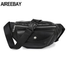AIREEBAY Women Waist Bag PU Leather Messenger Bag For Girls Casual Shoulder Bags Chest Bag Female Small Waist Pack Bum Bag 2024 - buy cheap