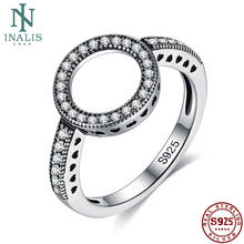 INALIS Hollow Love Genuine 925 Sterling Silver Round Rings For Women 5A Clear Cubic Zirconia Ring Fine Jewelry Anniversary Gift 2024 - buy cheap