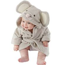 Зимнее теплое милое детское банное полотенце Коралловое Флисовое одеяло для младенцев с капюшоном, банный халат из хлопка с животными, милое пальто унисекс 2024 - купить недорого