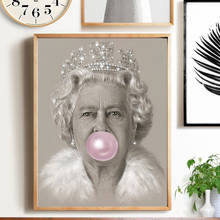 Elizabeth II плакат Bubblegum queen картины на холсте черный белый стены искусства картины для гостиной современные декоративные принты 2024 - купить недорого