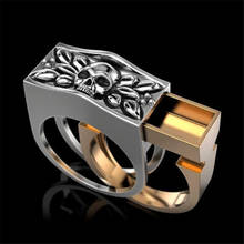 Boho Gold Skull Ring Secret Compartment Cinerary Casket Coffin Punk Skeleton Rings For Women Men Hip Hop Unisex Jewelry 2024 - buy cheap