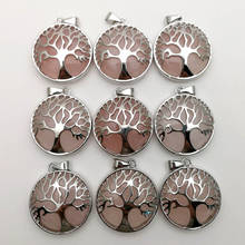 Pingente de quartzs rosa natural, acessório de joia para marcação de árvore da vida, 12 tamanhos 2024 - compre barato