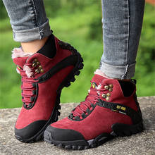 KANCOOLD/уличные кроссовки для походов на теплом меху; женские кожаные ботильоны для горного туризма; зимние треккинговые ботинки; обувь для альпинизма 2024 - купить недорого