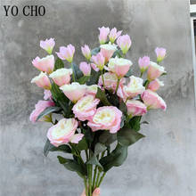 Yo cho flores artificiais de seda, arranjo com rosas falsas para festa em casa, casamento, decoração de mesa, arranjo de flores rosa diy 2024 - compre barato