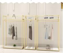 Golden women's clothing store wall shelf clothing store display stand floor hanger shop decoration design clothing rack 2024 - buy cheap