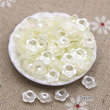 200 unids/lote de cuentas de perlas de flor de marfil de 7mm, cuentas de perlas de imitación de resina ABS con reverso plano, accesorios de joyería para bricolaje 2024 - compra barato