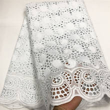 100% algodão branco puro nigeriano véu renda suíça 2.5y alta qualidade tecido bordado africano para casamento cp01 2024 - compre barato