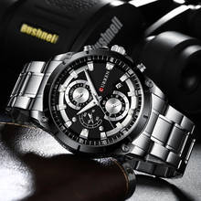 Relógios masculinos design criativo luxo aço inoxidável quartzo relógios de pulso cronógrafo esporte relógio masculino saat relogio masculino 2024 - compre barato