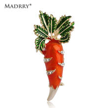 Madrry Vivid Carrot Vegetables Brooches For Women Kids Green Enamel Gold-color Metal Broches Badge Pins Suit Ties Collar Clips 2024 - buy cheap