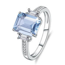 Женское кольцо из стерлингового серебра 925 пробы, классическое кольцо с натуральным небесно-синим топазом 2024 - купить недорого