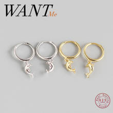 WANTME-pendientes de plata de ley 925 con forma de delfín para mujer, aretes pequeños, Bola de amor, diseño romántico, Original 2024 - compra barato