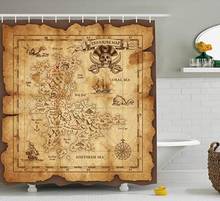 Retro Island Map Treasure Shower Curtains Waterproof Bathroom Decor with Hooks 3D Girls Boys Gifts 2024 - buy cheap