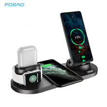 6 in 1 Wireless Charger Station for iPhone/Android/Type-C USB Phones 10W Qi Fast Charging Dock Stand for Apple Watch AirPods Pro 2024 - buy cheap