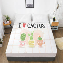 Elástico cabido folha de cama com uma faixa elástica 150/180/200/160*200 colchão capa de cama dupla nordic cactus 2024 - compre barato