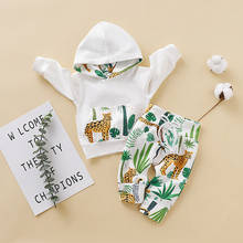 Baby Sweater Set New Baby Children Long-Sleeved Leopard Print Hooded Top + Cactus Trousers Two-Piece Suit Baby Clothes For Boys 2024 - buy cheap