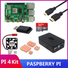 Raspberry Pi 4 Model B Kit 2/4/8 ГБ + устройство для чтения SD-карт + 64 Гб/32 ГБ + чехол + вентилятор + видеокабель + медный радиатор 2024 - купить недорого