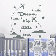 cloud airplane wall decal Quote Dream big little one cloud and star Wall Sticker for Nursery baby room decor vinyl Poster X078 2024 - buy cheap